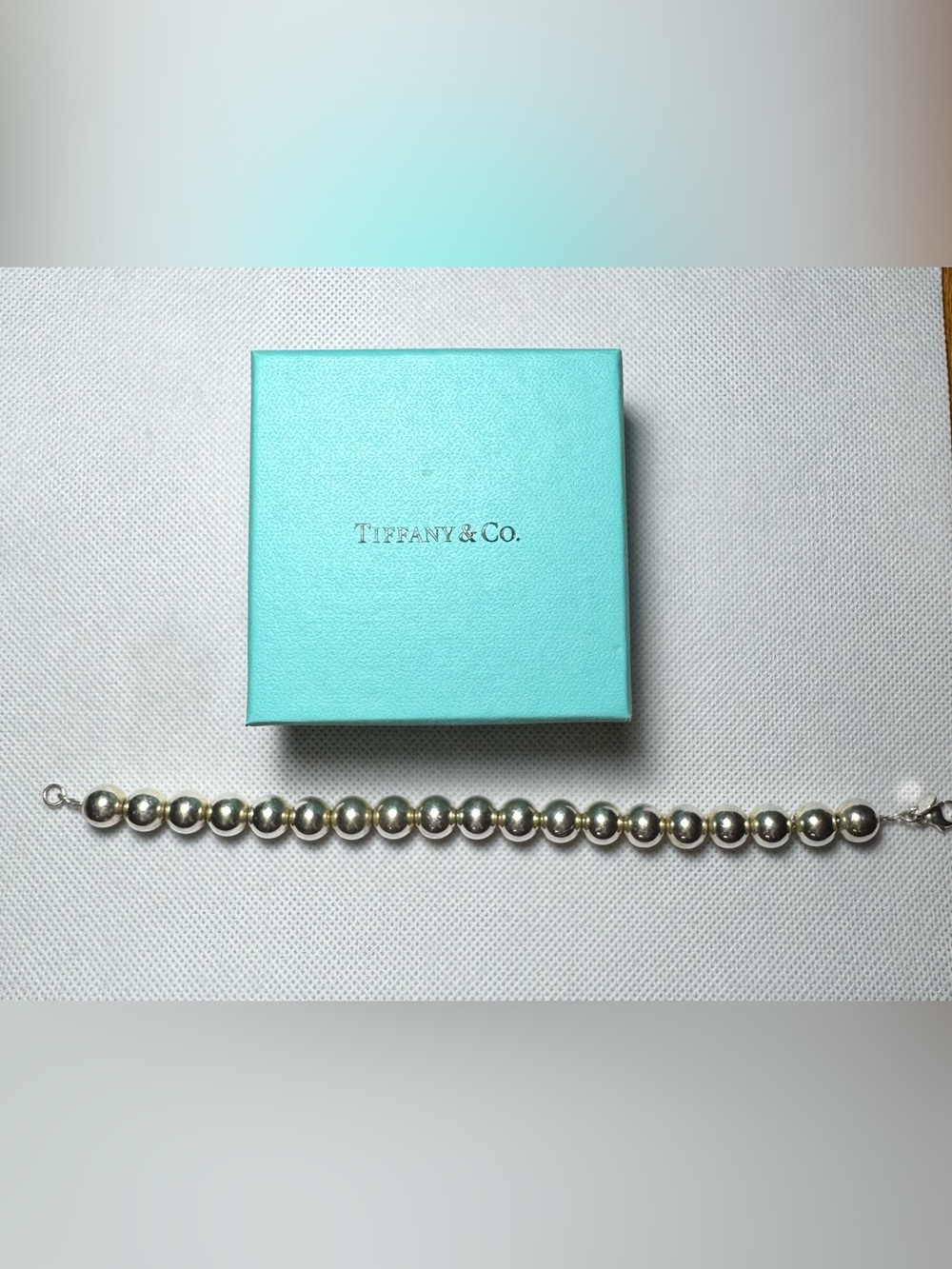 Authentic Tiffany & Co Hardware ball bracelet in Sterling Silver 10mm size 8”